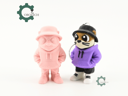 Digital Downloads - Cobotech Urban Otter In Hoodie Articulated Keychain - Cute Backpack Keychain