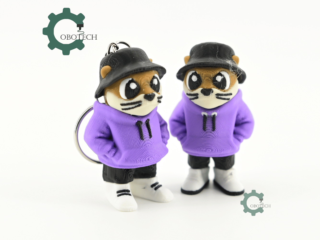Digital Downloads - Cobotech Urban Otter In Hoodie Articulated Keychain - Cute Backpack Keychain