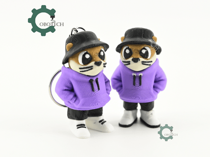 Digital Downloads - Cobotech Urban Otter In Hoodie Articulated Keychain - Cute Backpack Keychain