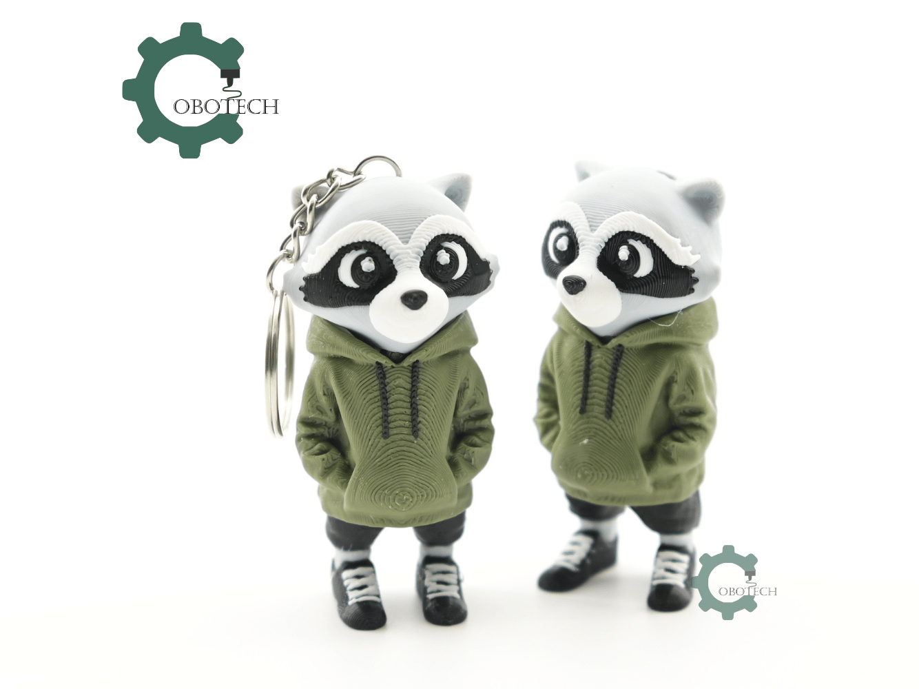 Digital Downloads - Cobotech Urban Raccoon In Hoodie Articulated Keychain - Cute Backpack Keychain