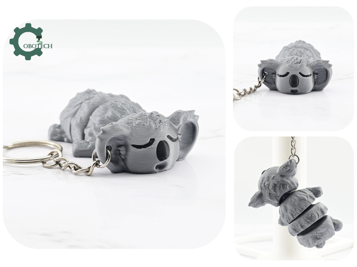 Cute Articulated Koala Keychain by Cobotech - 3d printed backpack keychain - unique adorable keychain gifts