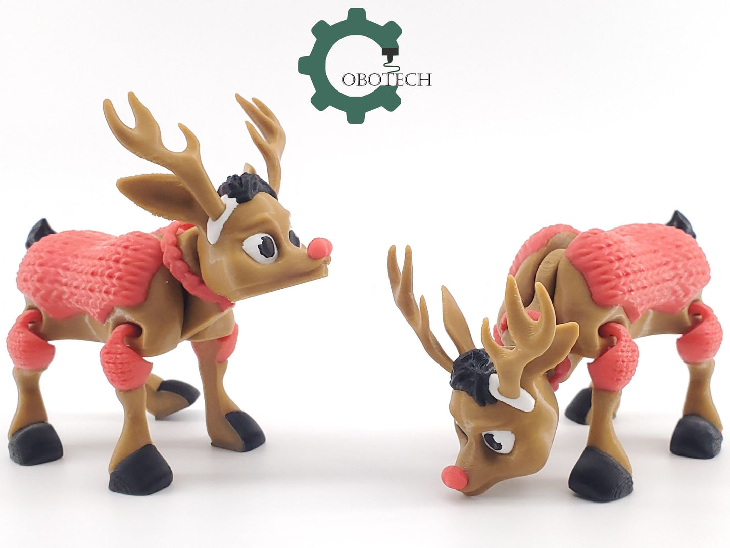 3D Print Articulated Reindeer by Cobotech, Articulated Toys, Desk Decor, Unique Holiday Gift