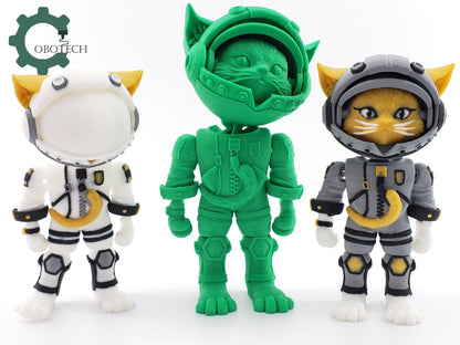 3D Print Articulated Cat Astronaut by Cobotech, Articulated Catronaut , Fidget Toy, Home Decoration, Unique Gift