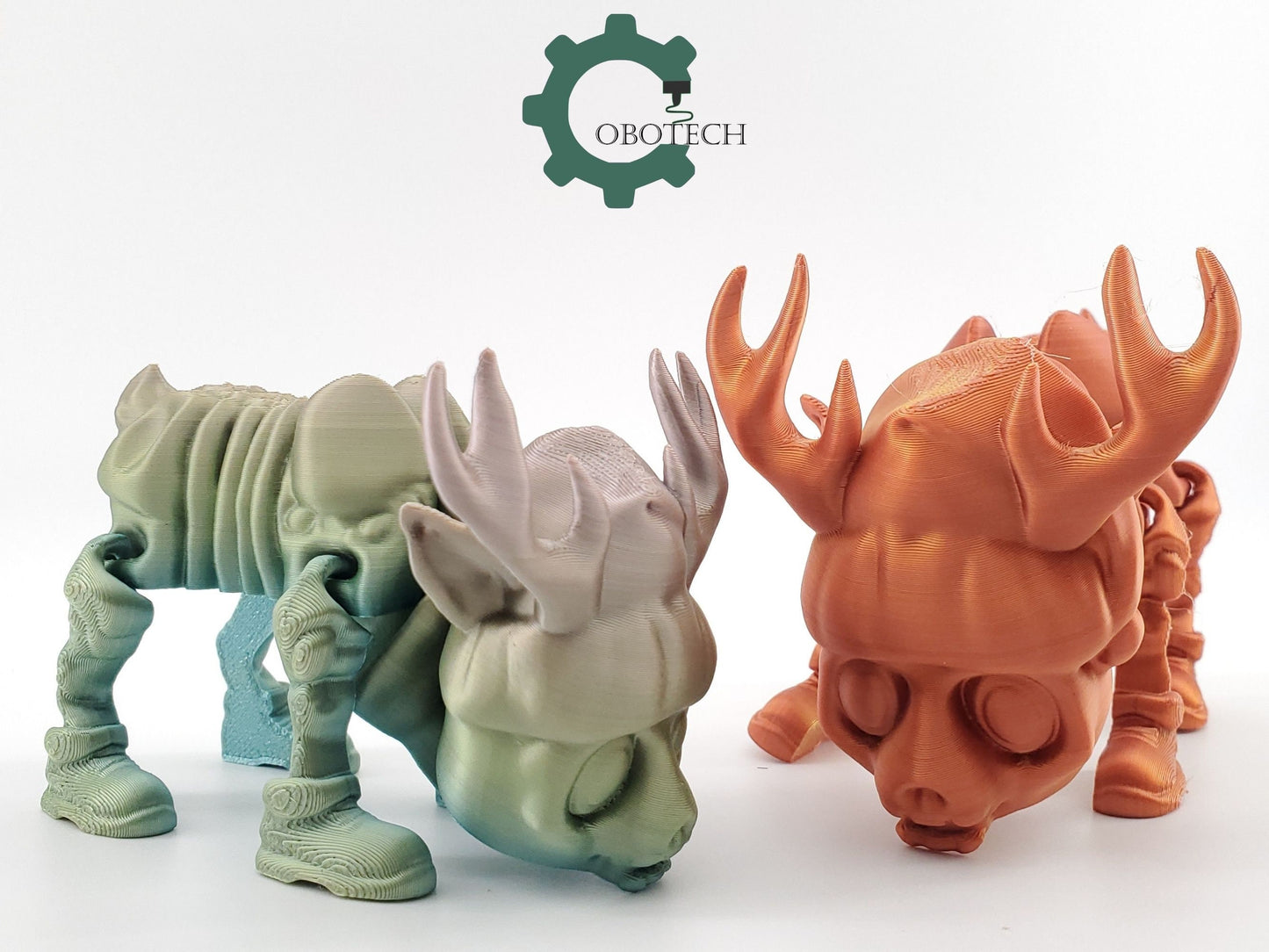 3D Print Articulated Skelly Reindeer by Cobotech, Articulated Toys, Desk Decor, Unique Holiday Gift