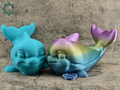 Dolphin Piggy Bank, Cute Dolphin Coin Storage Bank, Cute Piggy Bank Gifts, 3D Printed Dolphin Piggy Bank by Cobotech