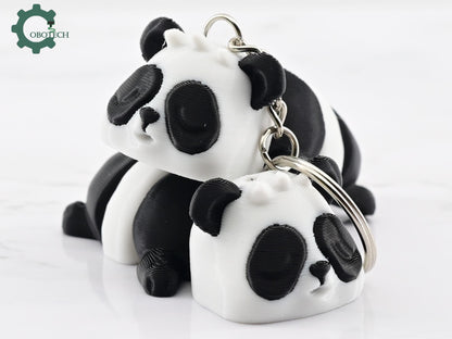 3D Printed Napping Panda Keychain - Cute Articulated 3D Print Gift - Cute Keychain Charm - Unique Adorable Keychain Gift