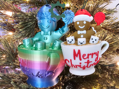 3D Print Twisty Gingerbread Man In A Cup Ornament by Cobotech, Christmas Gift, Birthday Gift, Desk Decor, Unique Ornament