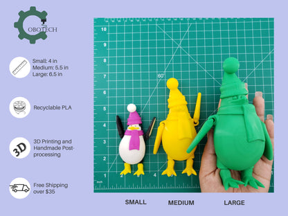 Cobotech 3D Printed Articulated Penguin, Penguin Figure, Home/Desk Décor, Unique Gift, 3D Printed Fidget Toys