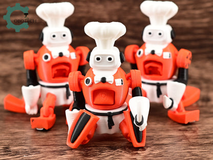 3D Print Articulated Robo Chef Toy, Unique Gift for Robot Lovers, Cute Articulated Kitchen Decor