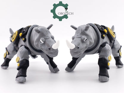 3D Print Articulated RhinoGuard by Cobotech, Articulated Rhino, Articulated Toys, Desk Decor, Cool Gift