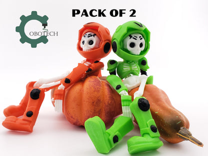 Pack of 2 - Cobotech 3D Print Articulated Robot Skeleton, Articulated Desk Toys, Halloween Decor, Cool Gift