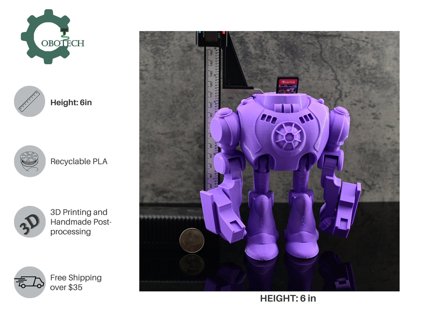 3D Printed Robot with Controller Holder and Game Card Storage, Articulated Game Controller Robot, Gaming Organizer, Gaming Gifts, Desk Decor