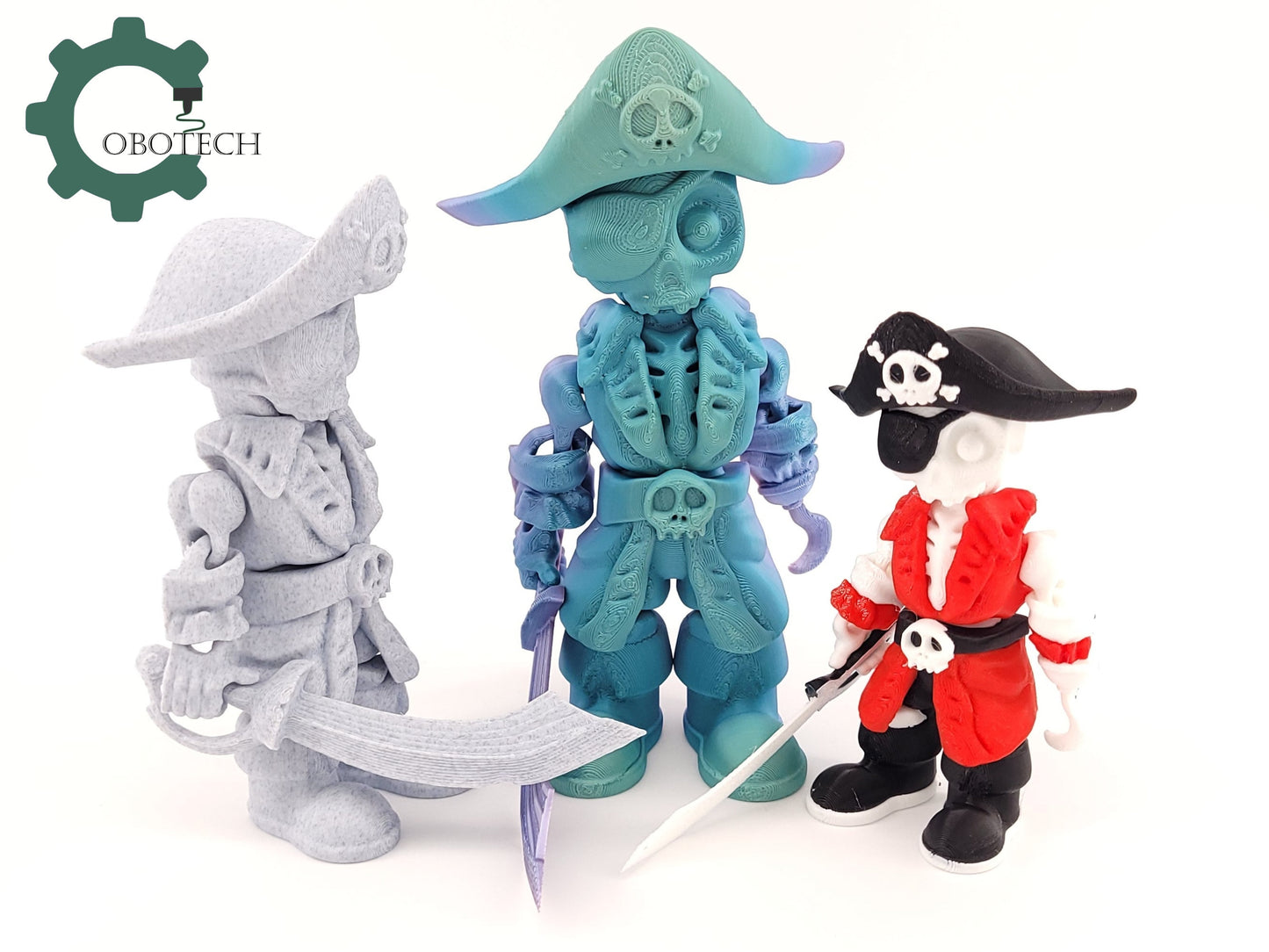 3D Print Articulated Bone Pirate by Cobotech, Skelly Pirate, Skeleton Pirate Toys, Articulated Toys, Desk Decor, Cool Gift