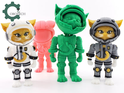 3D Print Articulated Cat Astronaut by Cobotech, Articulated Catronaut , Fidget Toy, Home Decoration, Unique Gift