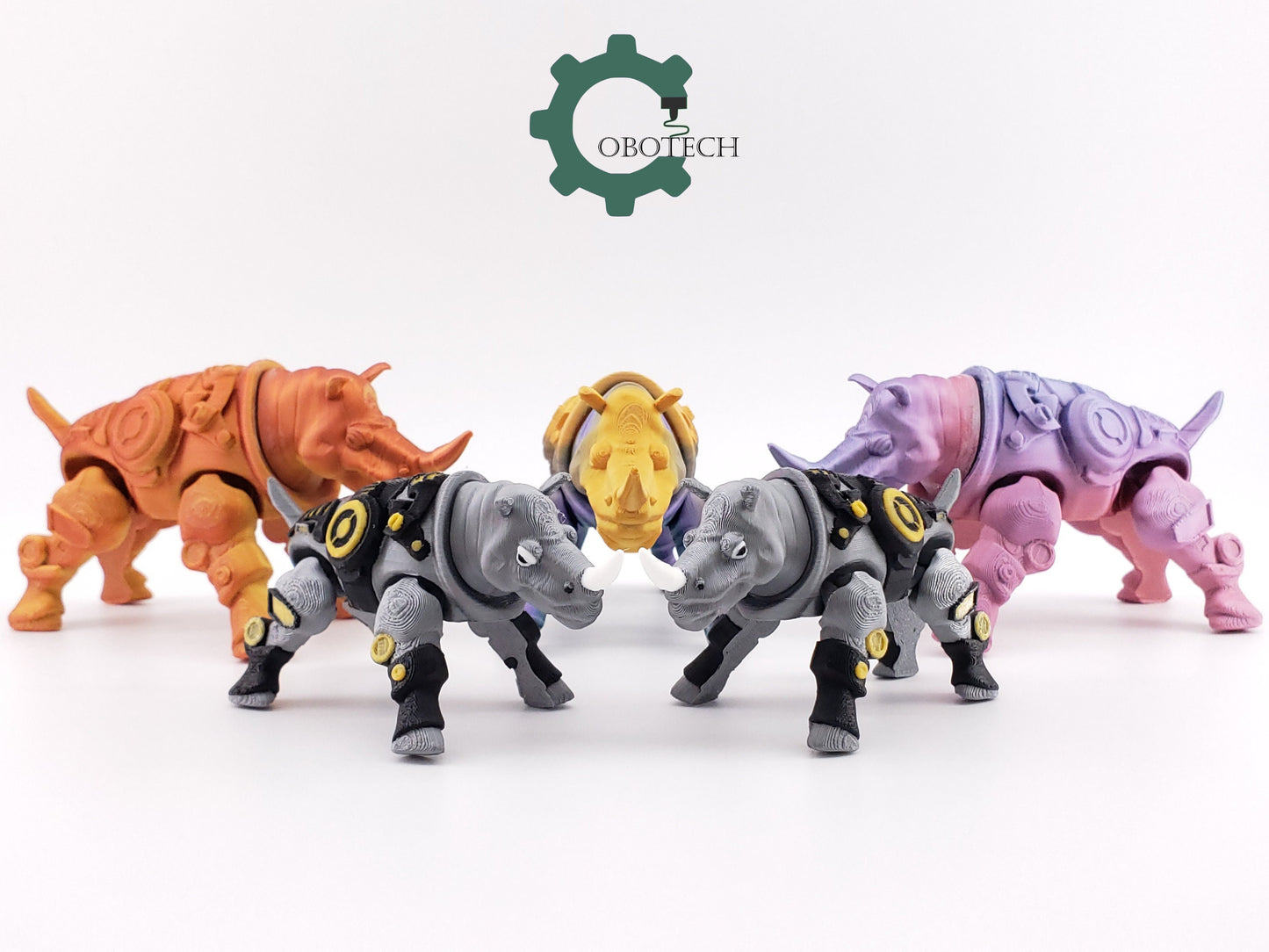 3D Print Articulated RhinoGuard by Cobotech, Articulated Rhino, Articulated Toys, Desk Decor, Cool Gift