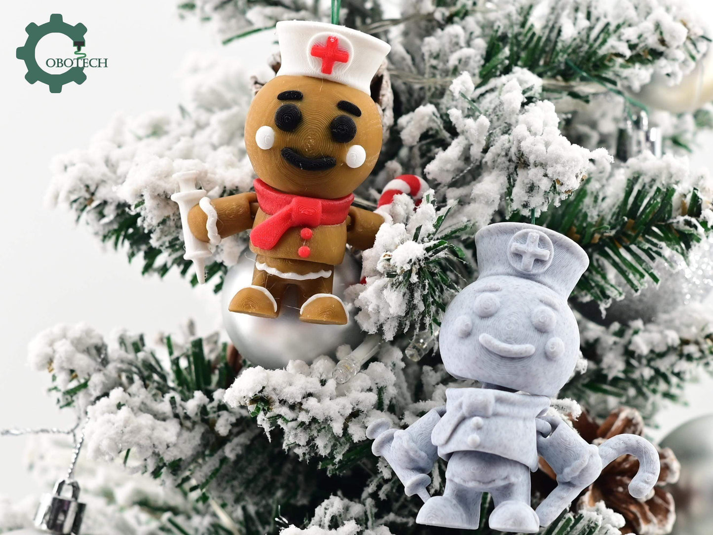 Digital Downloads Cobotech Articulated Gingerbread Nurse Ornament - Gingerbread Christmas Ornaments - Christmas Decor - Christmas Gifts for Nurses