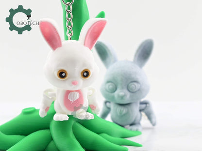 Digital Downloads Cobotech Articulated Rabbit Keychain - Fun Cobotech Unique Toys - Unique Gifts - Desk Decor - Backpack Keychain