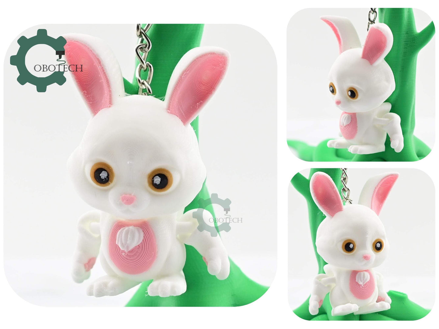 Digital Downloads Cobotech Articulated Rabbit Keychain - Fun Cobotech Unique Toys - Unique Gifts - Desk Decor - Backpack Keychain