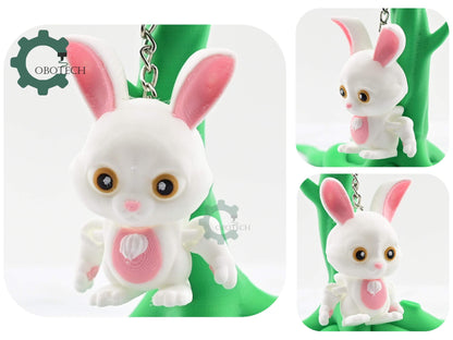Digital Downloads Cobotech Articulated Rabbit Keychain - Fun Cobotech Unique Toys - Unique Gifts - Desk Decor - Backpack Keychain