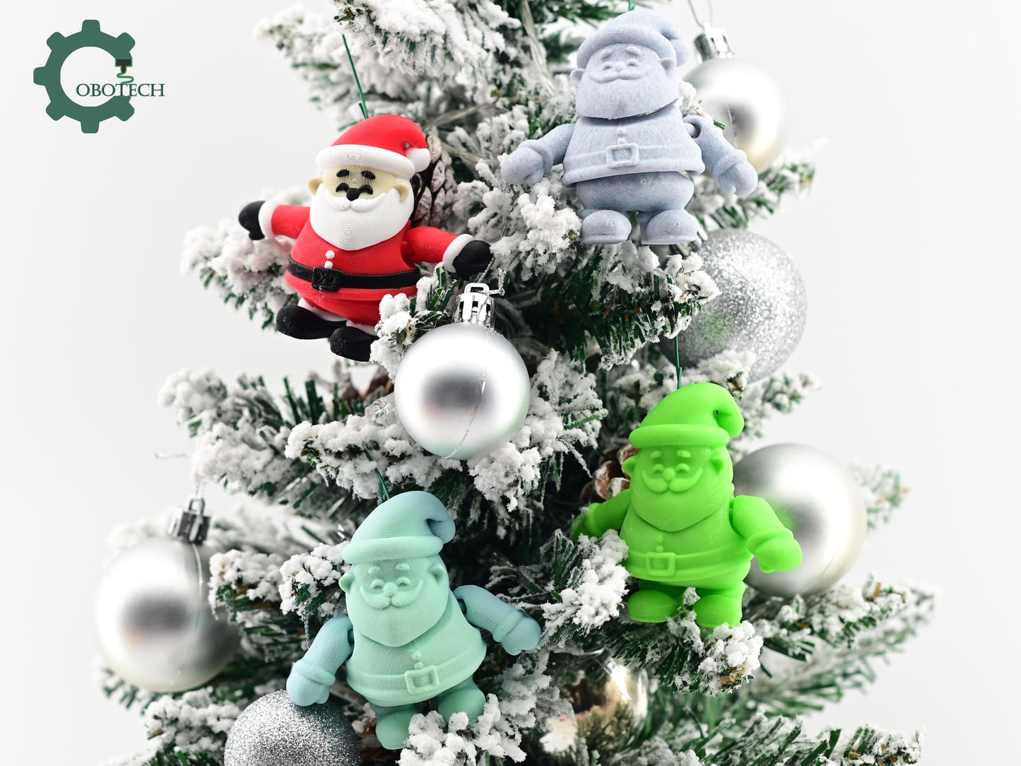Digital Downloads Cobotech Articulated Santa Ornament - Cute Santa Ornaments - Christmas Decor - Cobotech Christmas