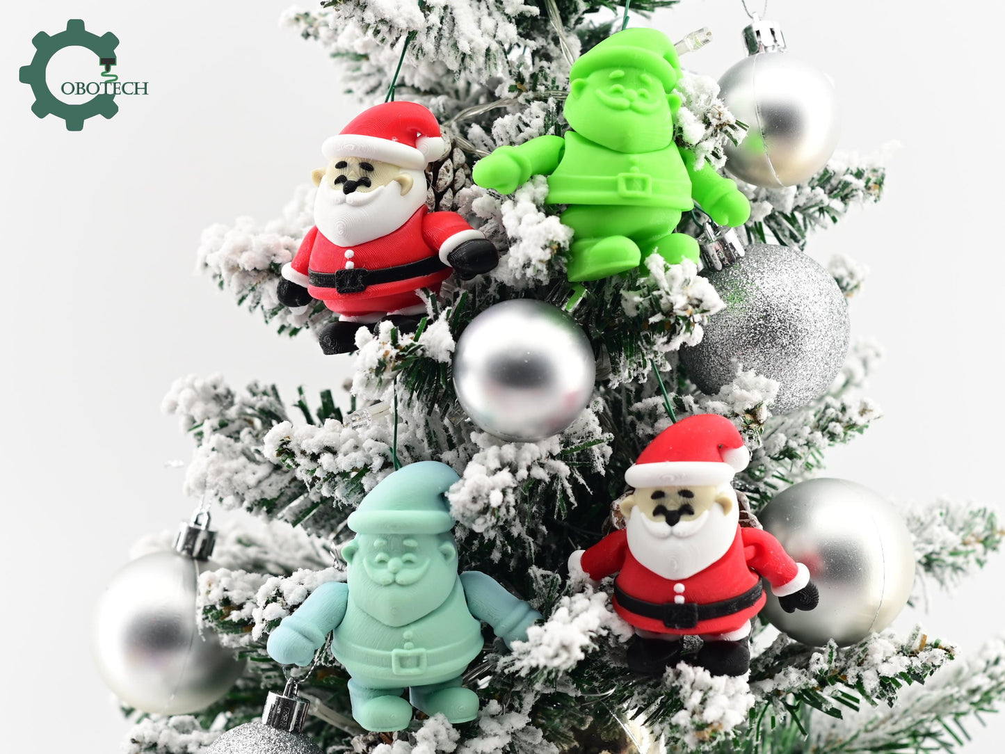 Digital Downloads Cobotech Articulated Santa Ornament - Cute Santa Ornaments - Christmas Decor - Cobotech Christmas