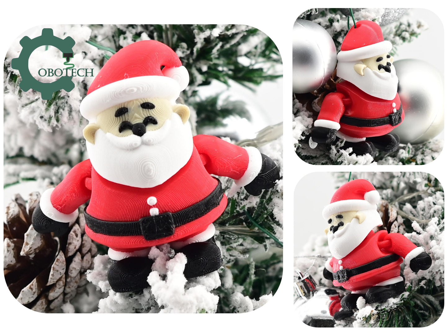 Digital Downloads Cobotech Articulated Santa Ornament - Cute Santa Ornaments - Christmas Decor - Cobotech Christmas