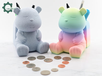 Digital Downloads Cobotech Backpack Bear Piggy Bank and Pen Holder - Desk Decor - Coin Bank Gifts - Unique Gifts - Cute Piggy Bank Gifts