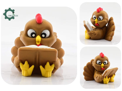 Digital Downloads Cobotech Twisty Baby Turkey Reading - Thanksgiving turkey - Unique Gifts - Turkey Decor - Fall Decor - Thanksgiving Decor