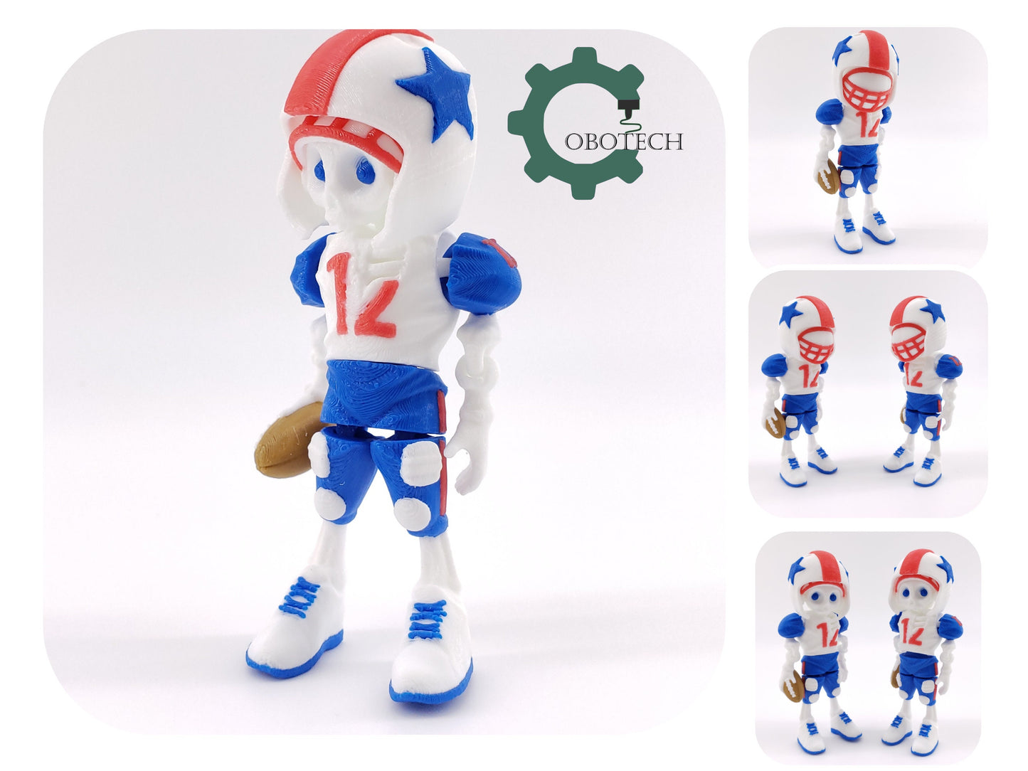 3D Print Articulated Quarterback Bone by Cobotech, Football Quarterback, Articulated Toys, Desk Decor, Cool Gift