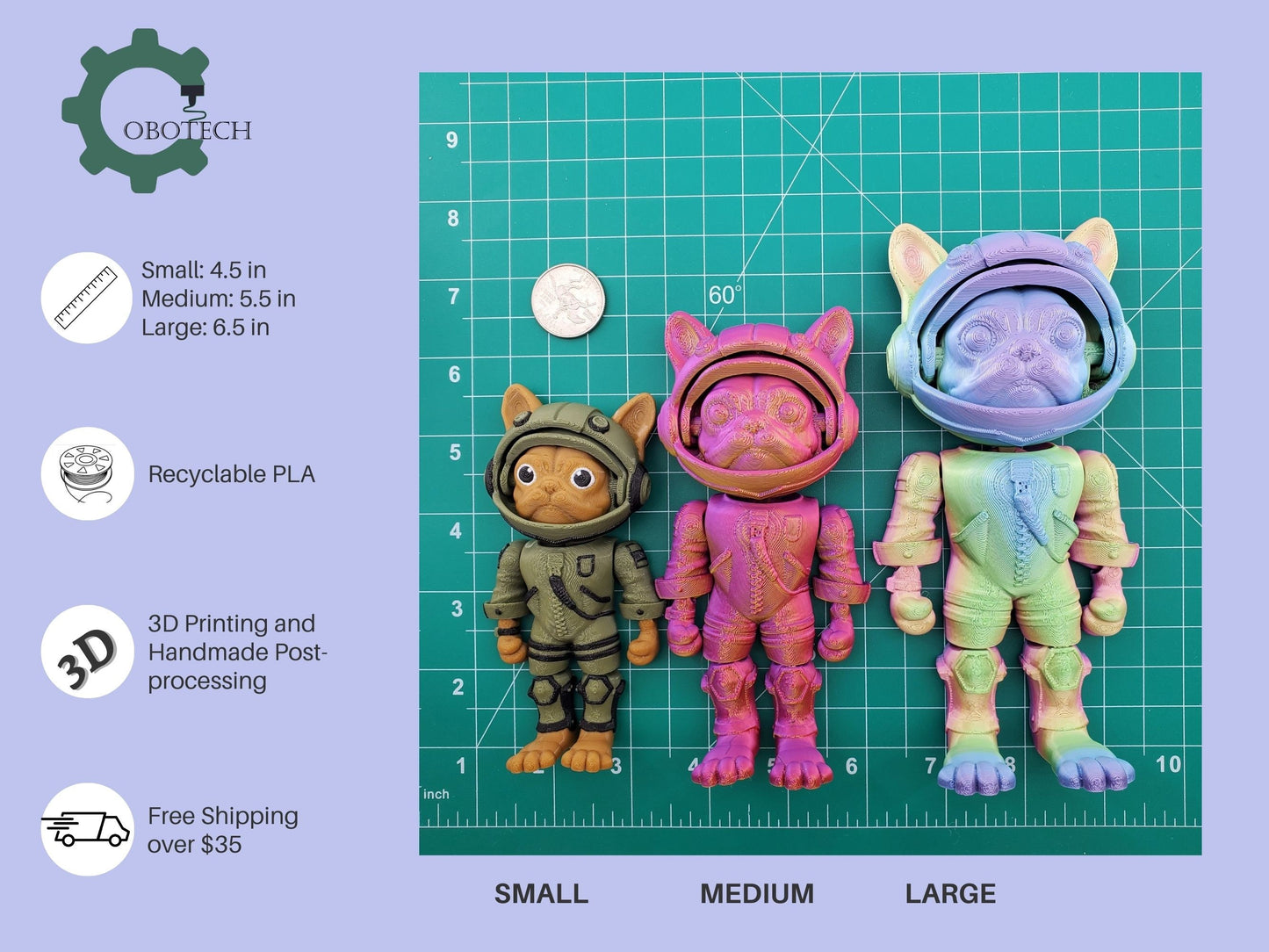 3D Print Articulated Dog Astronaut by Cobotech, Articulated Astronaut , Fidget Toy, Home/Desk Decoration, Unique Gift