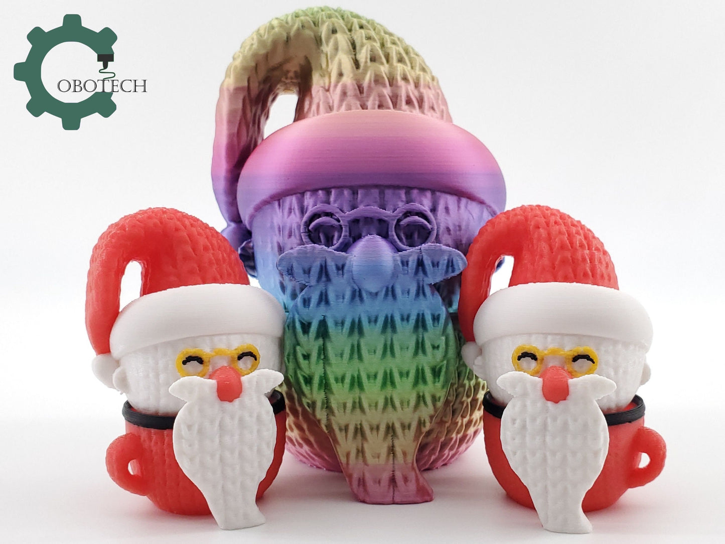 3D Printed Twisty Crochet Santa In The Cup by Cobotech, Christmas Gift, Holiday Decoration, Unique Holiday Gift