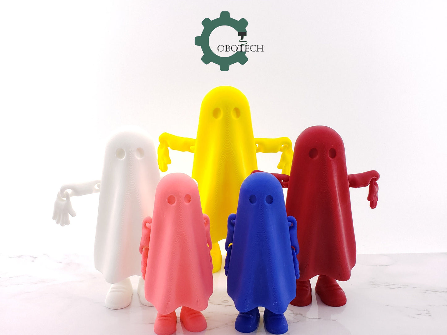 3D Print Standing Ghost with Articulated arms by Cobotech, Articulated Toy, 3D Print Ghost, Home Decor, Desk Toy, Halloween Decoration