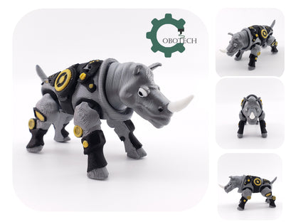 3D Print Articulated RhinoGuard by Cobotech, Articulated Rhino, Articulated Toys, Desk Decor, Cool Gift