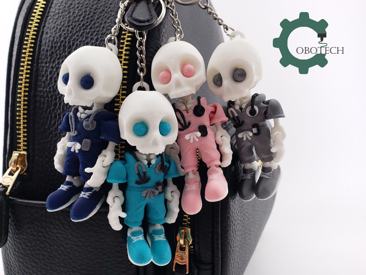 3D Print Articulated Skelly Nurse Keychain by Cobotech, Articulated Skeleton Nurse, Unique Decorations, Cool Gift