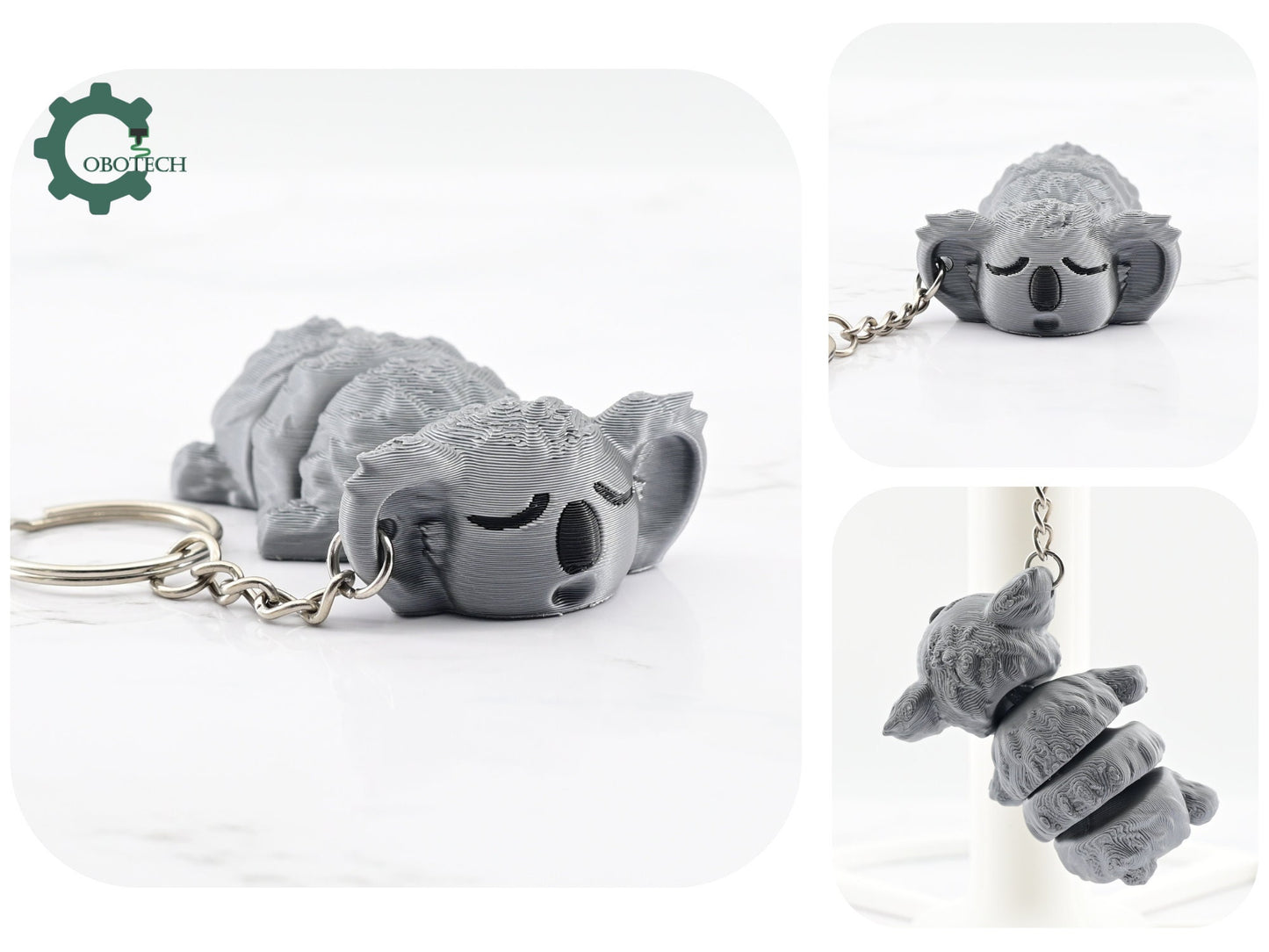 Digital Downloads Cute Articulated Koala Keychain by Cobotech - Cobotech backpack keychain - unique adorable keychain gifts