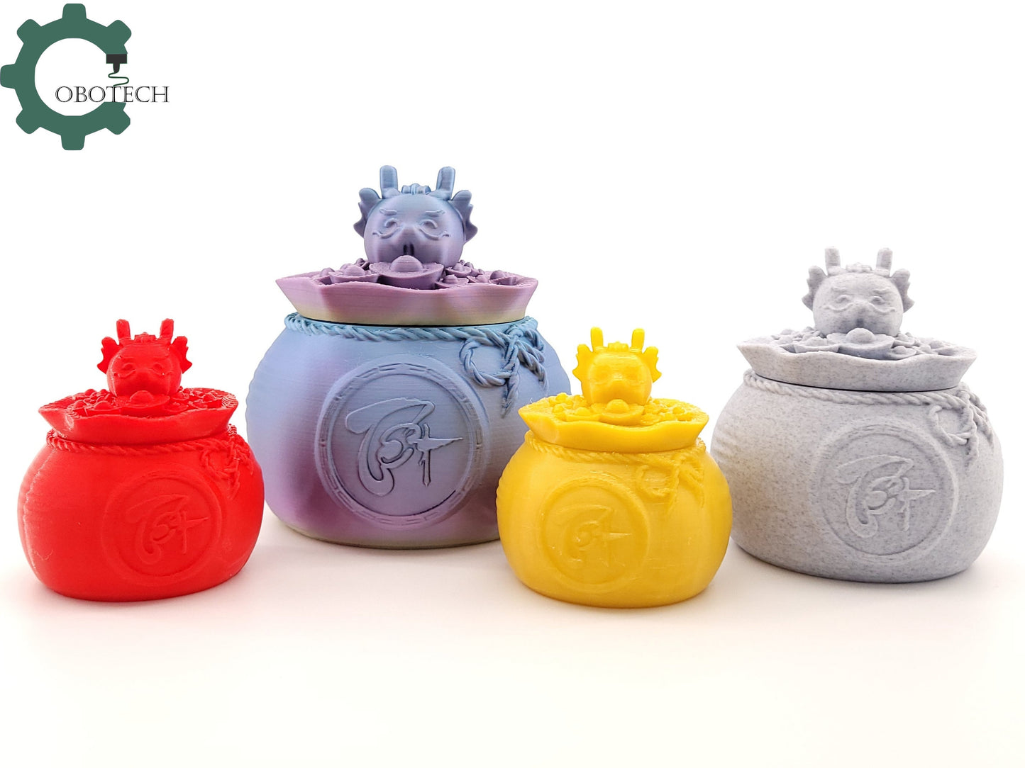 3D Print Lucky Dragon Money Jar by Cobotech, Articulated Dragon, Desk/Home Decor, Cool Gift