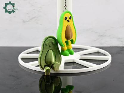 Cute Avocado Keychain Articulated Avocado Keychain by Cobotech, 3d printed articulated keychain, unique adorable keychain gifts