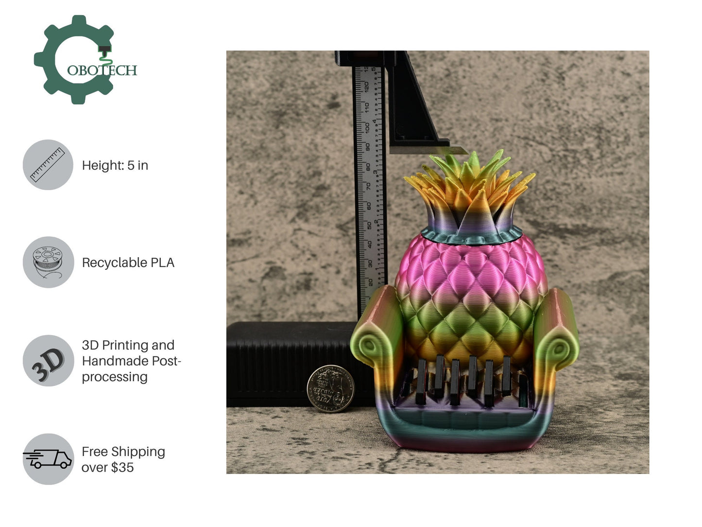 3D Printed Pineapple Sofa Card Holder by Cobotech - Fun Gaming Desk Accessory & Pen Holder, Game Card Organizer, Desk/Home Decor, Cool Gift