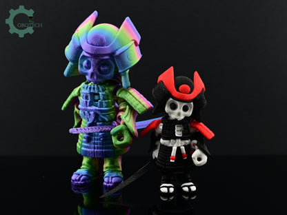 3D Print Articulated Bone Samurai by Cobotech, Skelly Samurai, Skeleton Samurai Toys, Desk Decor, Cool Gifts