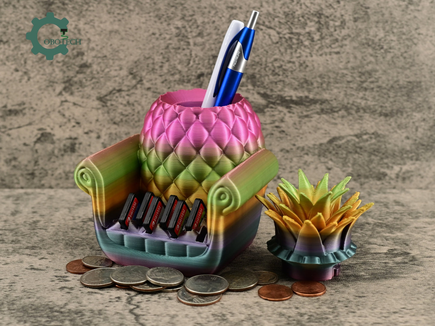 Digital Downloads Cobotech Pineapple Sofa Card Holder by Cobotech - Fun Gaming Desk Accessory & Pen Holder