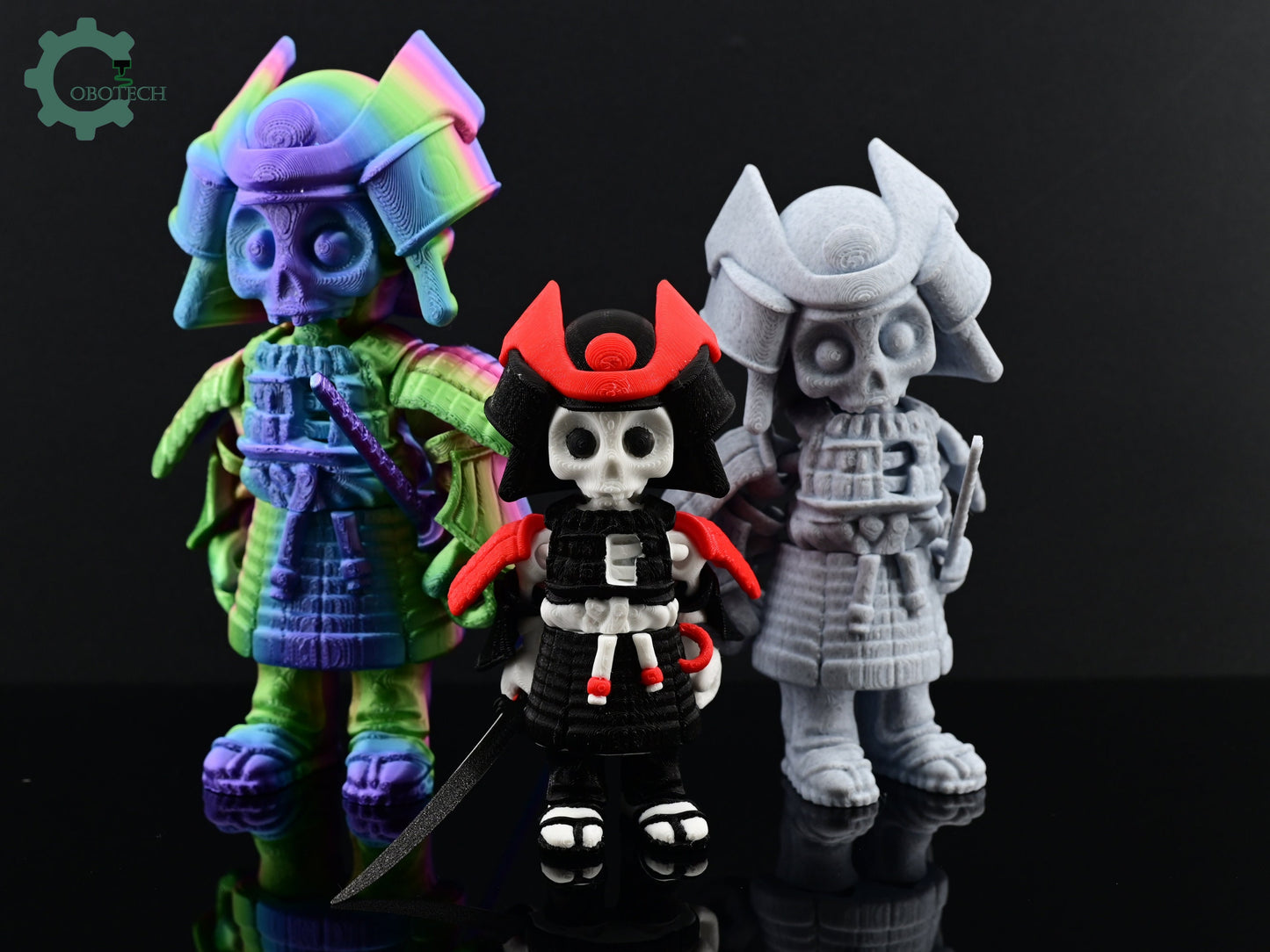 3D Print Articulated Bone Samurai by Cobotech, Skelly Samurai, Skeleton Samurai Toys, Desk Decor, Cool Gifts