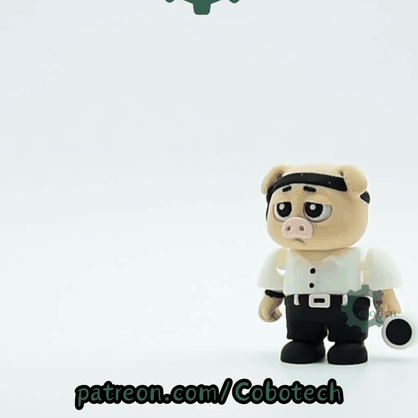 Cobotech-Burnout Pig with Coffee Cup Articulated Keychain_10.gif